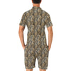 Elegant Gold leaf Print Men's Romper