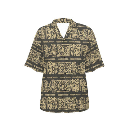 Mayan Pattern Print Design 02 Women's Hawaiian Shirt
