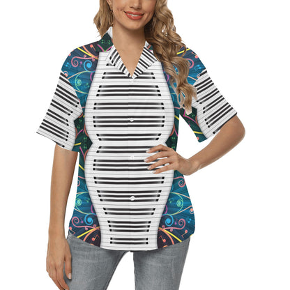 Piano Pattern Print Design 01 Women's Hawaiian Shirt