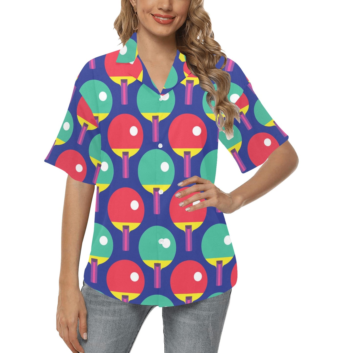 Ping Pong Pattern Print Design A03 Women's Hawaiian Shirt