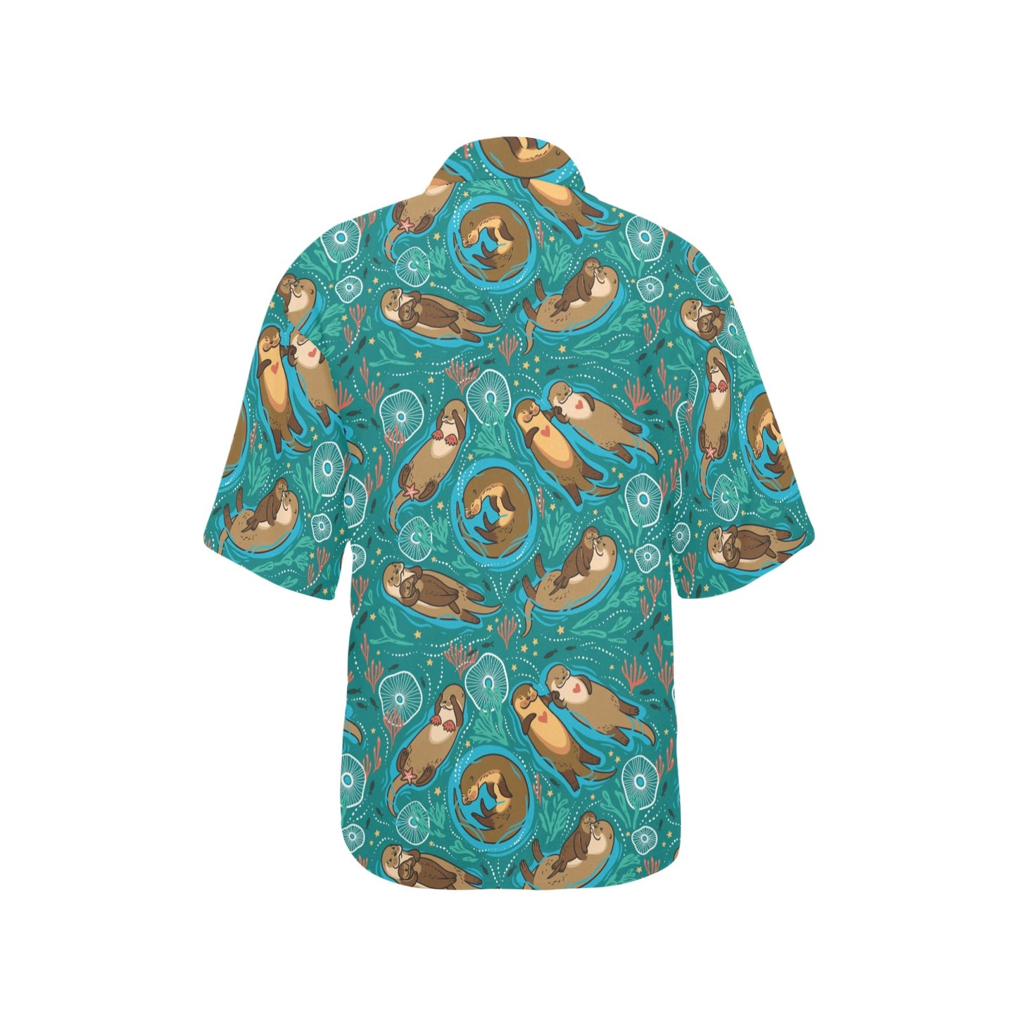 Sea Otter Pattern Print Design 01 Women's Hawaiian Shirt