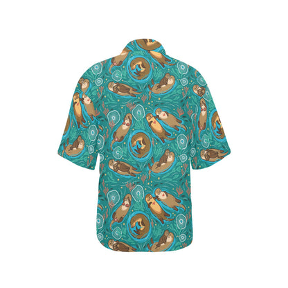 Sea Otter Pattern Print Design 01 Women's Hawaiian Shirt