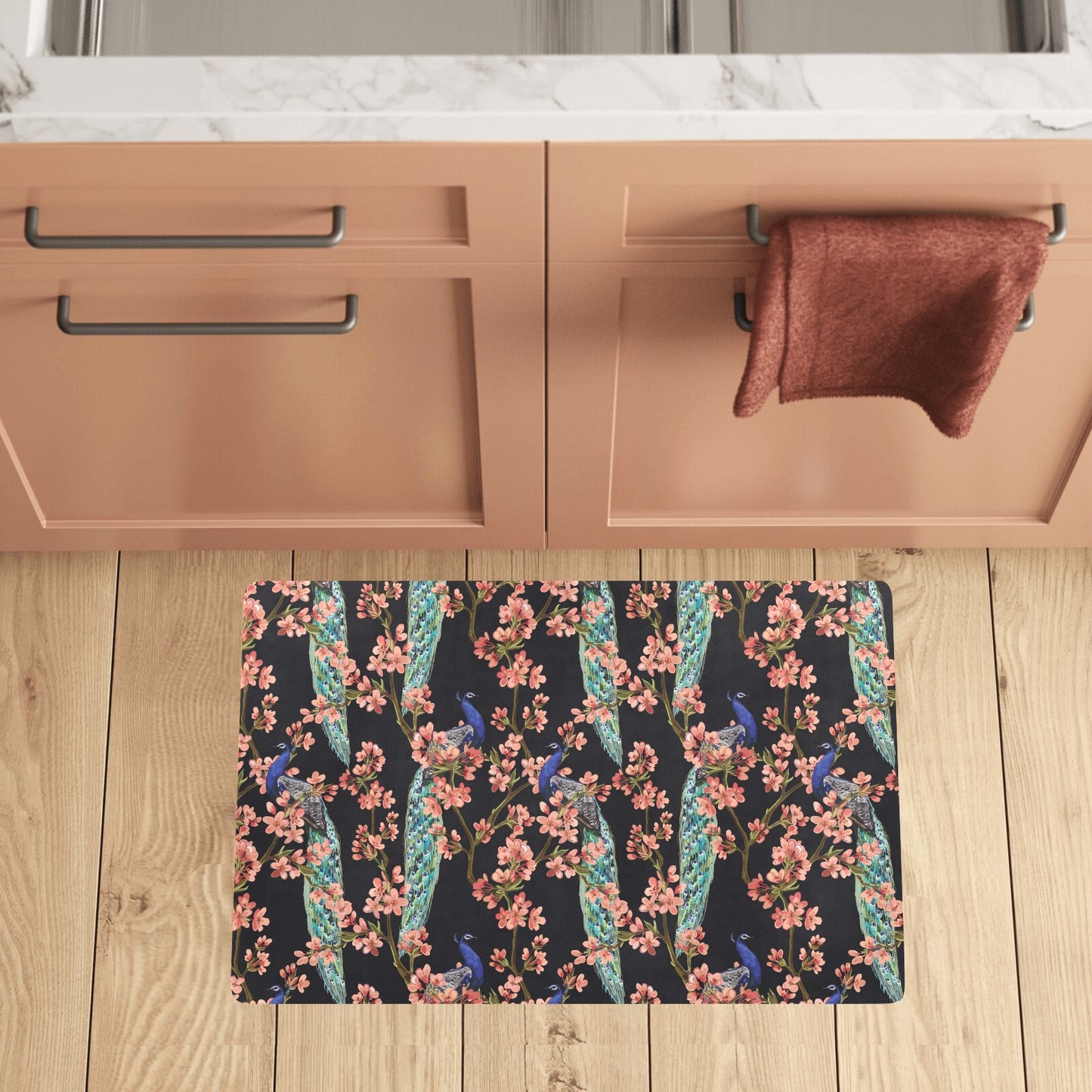Peacock Pattern Print Design A01 Kitchen Mat