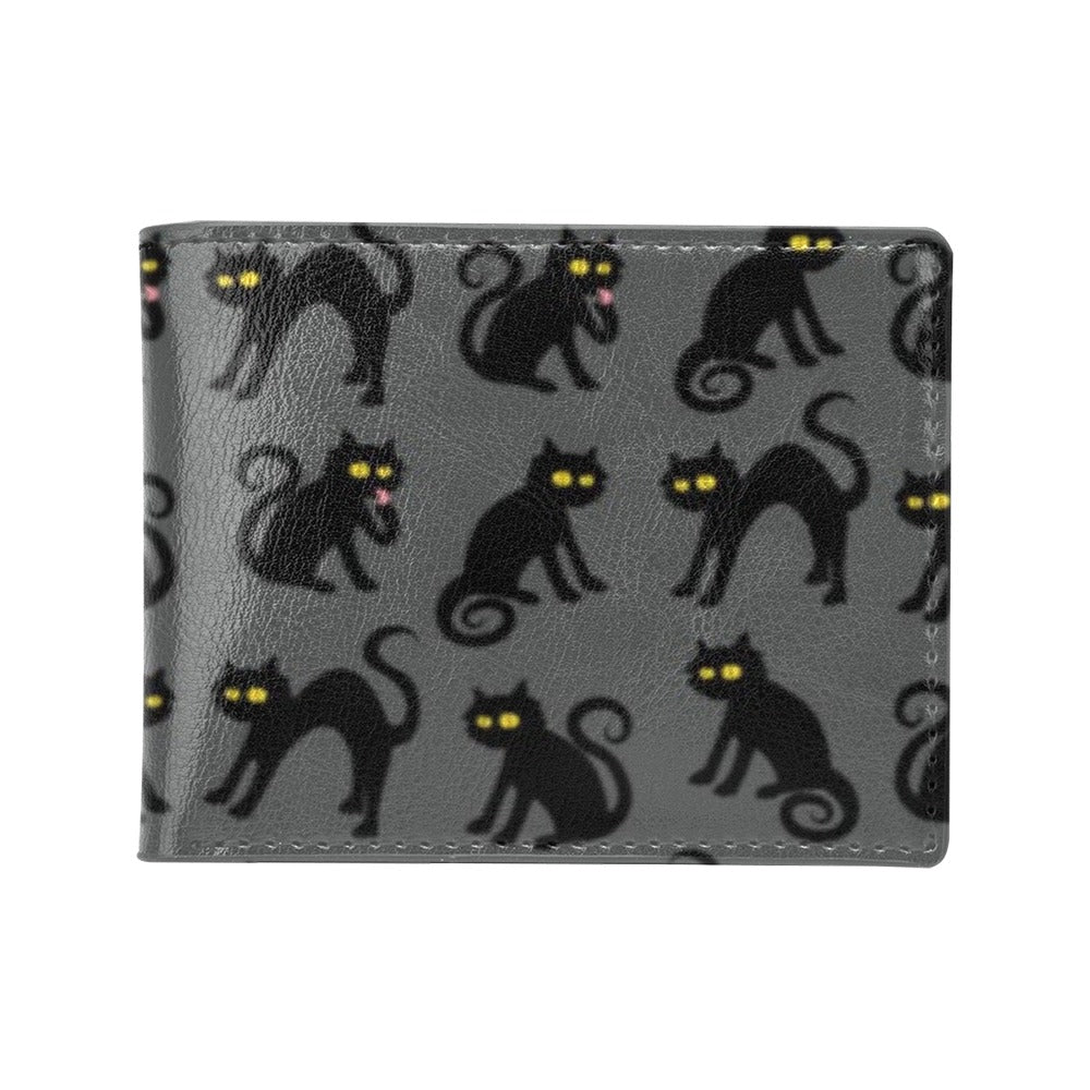 Black Cat Cute Print Pattern Men's ID Card Wallet