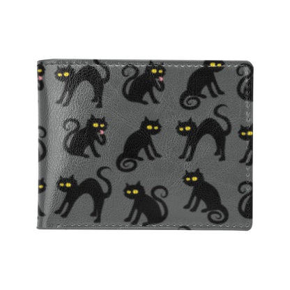 Black Cat Cute Print Pattern Men's ID Card Wallet