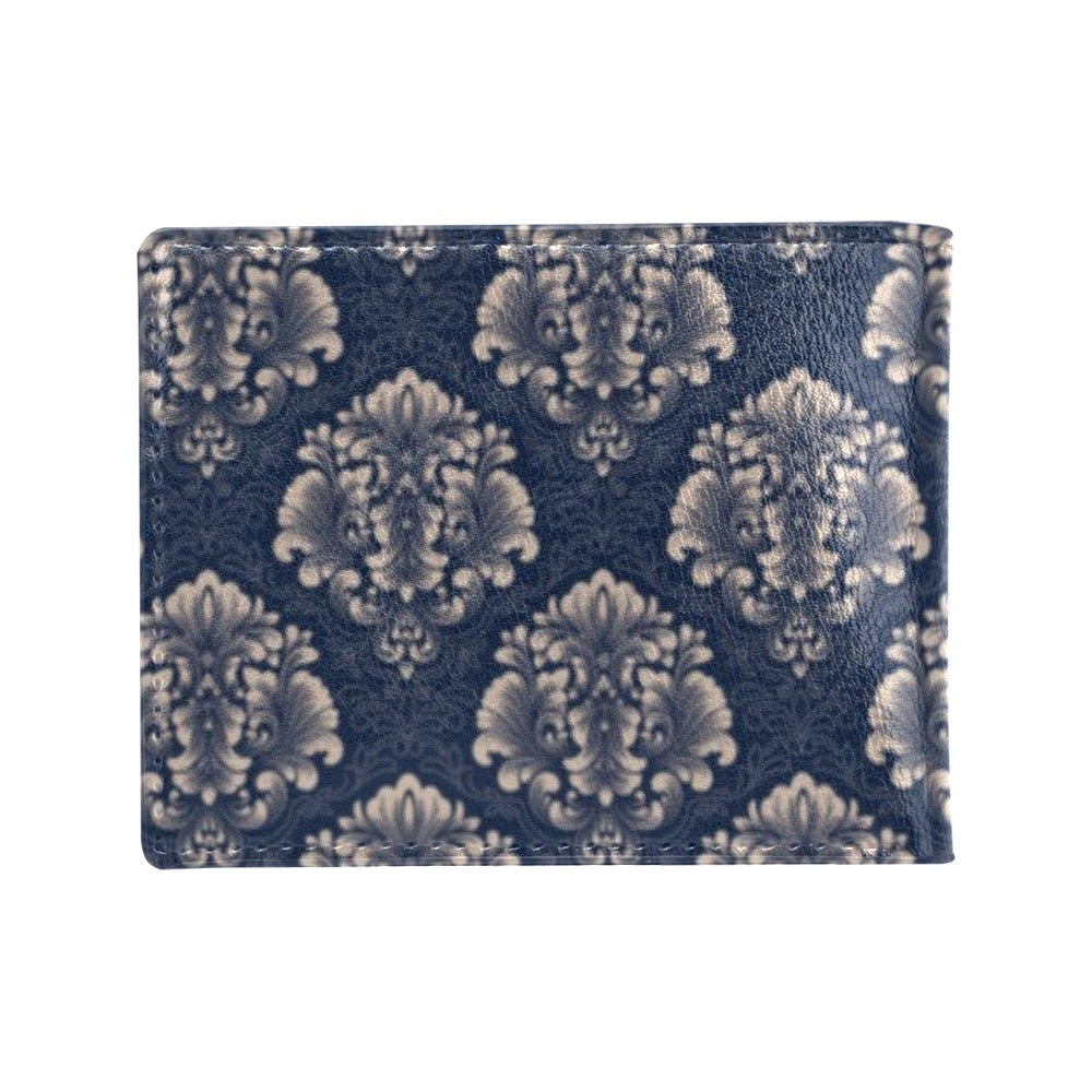Damask Blue Luxury Print Pattern Men's ID Card Wallet