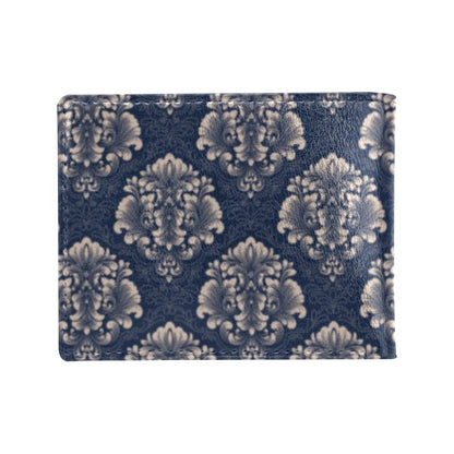 Damask Blue Luxury Print Pattern Men's ID Card Wallet