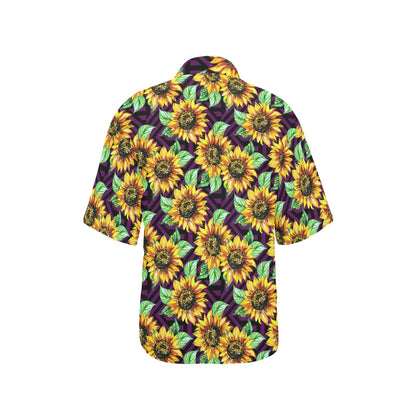 Sunflower Pattern Print Design SF012 Women's Hawaiian Shirt