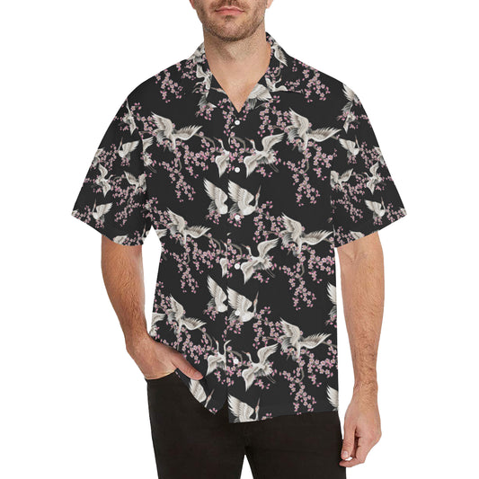 Crane Pattern Print Design 01 Men's Hawaiian Shirt