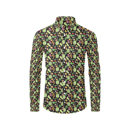 Vegan Draw Themed Design Print Men's Long Sleeve Shirt