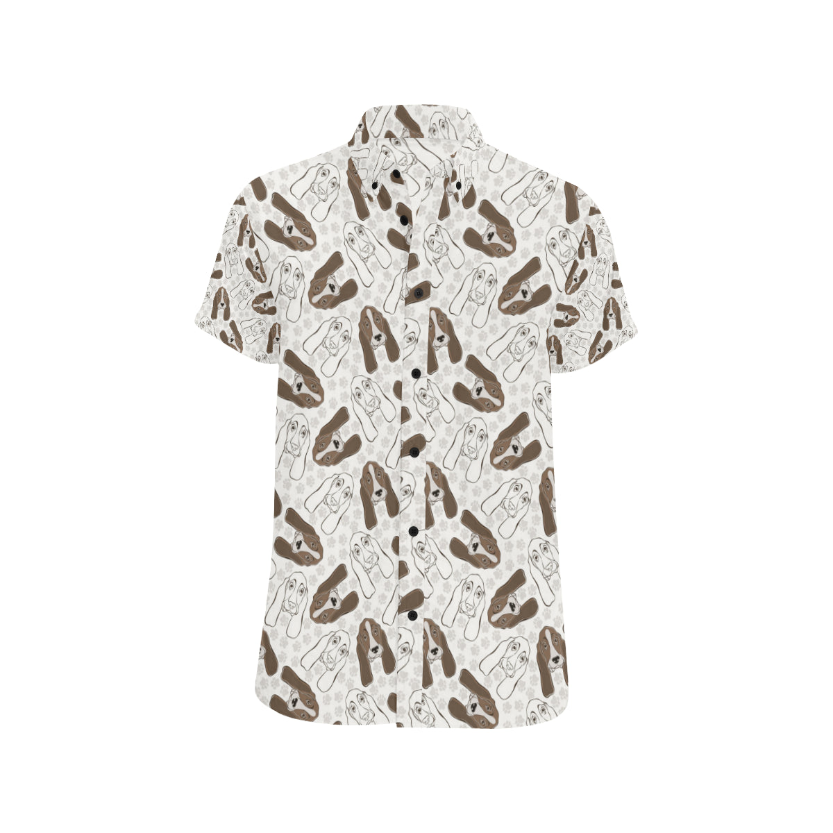 Basset Hound Pattern Print Design 01 Men's Short Sleeve Button Up Shirt