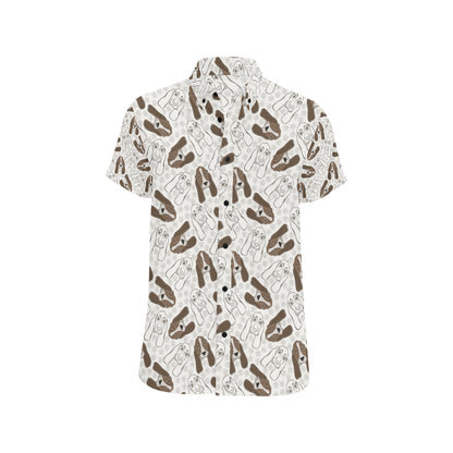 Basset Hound Pattern Print Design 01 Men's Short Sleeve Button Up Shirt