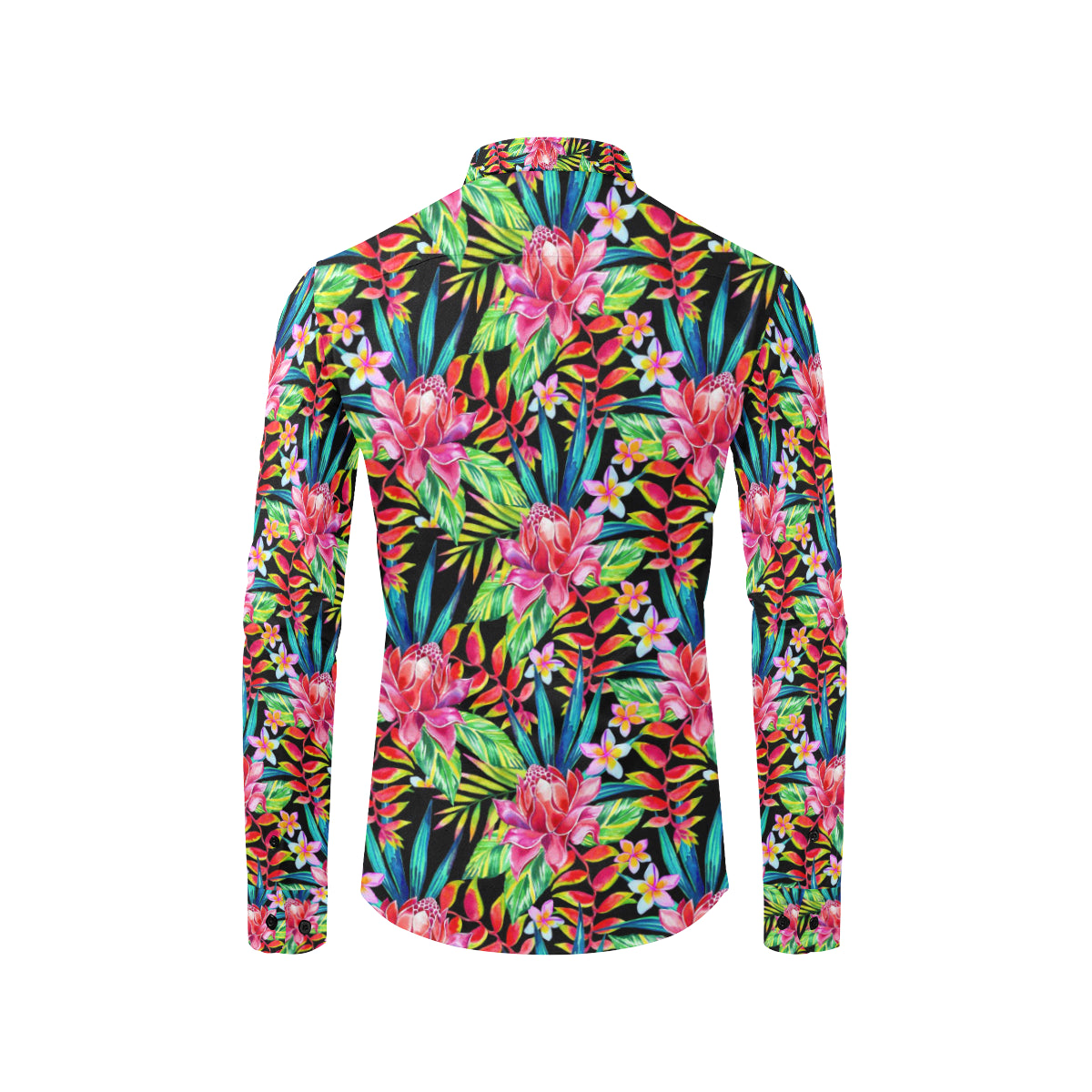 Heliconia Pattern Print Design HL02 Men's Long Sleeve Shirt