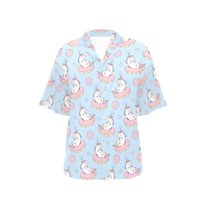 Donut Unicorn Pattern Print Design DN014 Women's Hawaiian Shirt