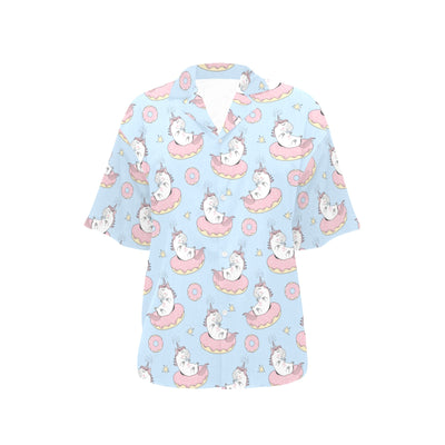 Donut Unicorn Pattern Print Design DN014 Women's Hawaiian Shirt