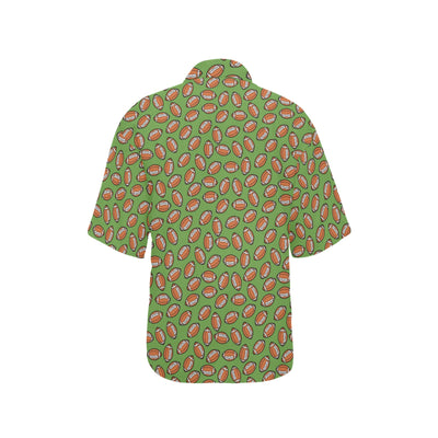 American Football on Green Design Women's Hawaiian Shirt