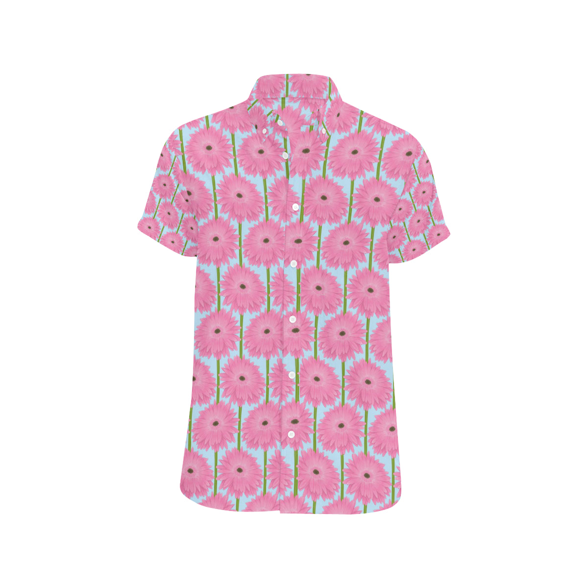 Gerberas Pattern Print Design GB01 Men's Short Sleeve Button Up Shirt