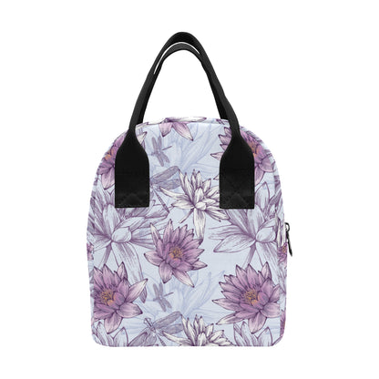 Water Lily Pattern Print Design WL01 Insulated Lunch Bag