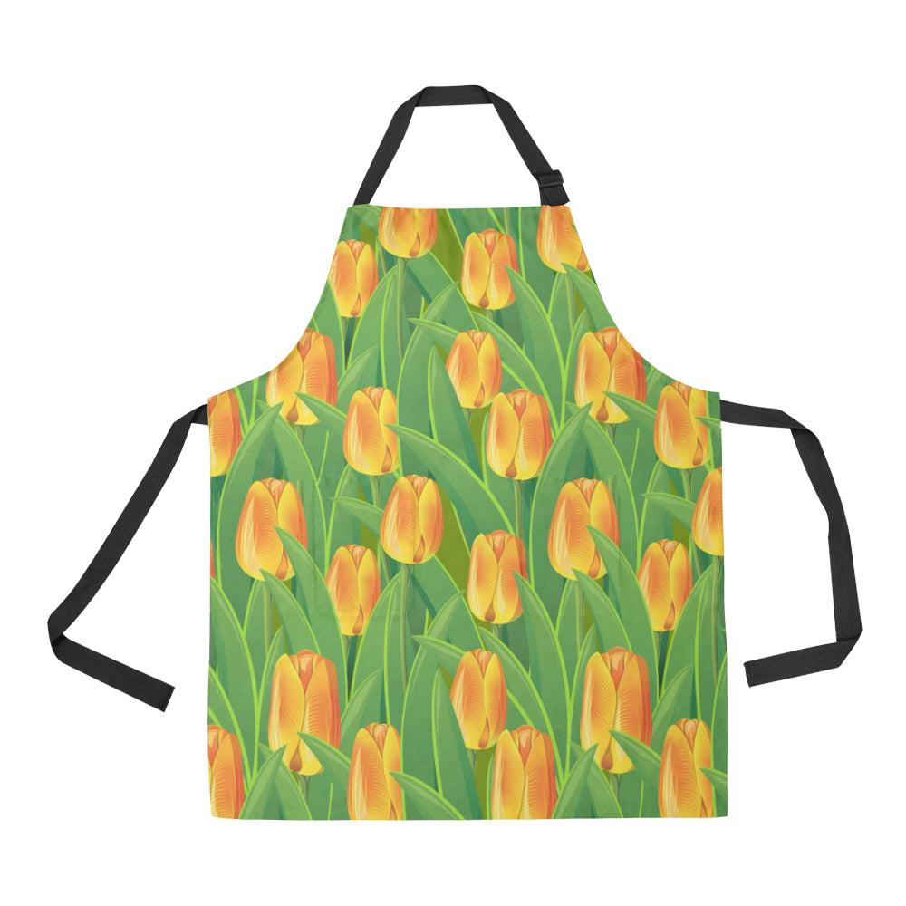 Tulip Orange Pattern Print Design TP07 Apron with Pocket