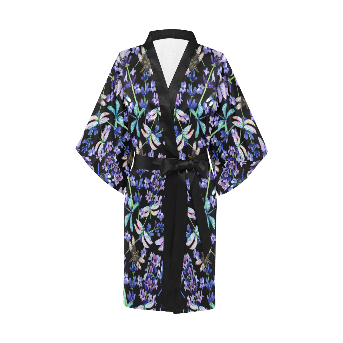 Lavender Dragonfly Pattern Print Design LV03 Women Kimono Robe