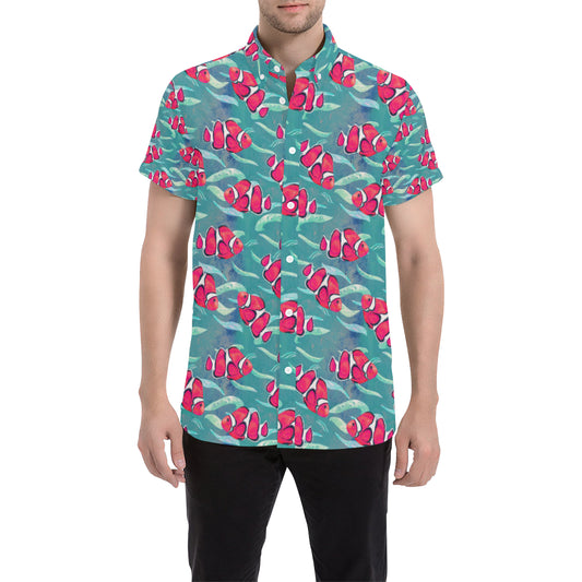 Clownfish Pattern Print Design 02 Men's Short Sleeve Button Up Shirt