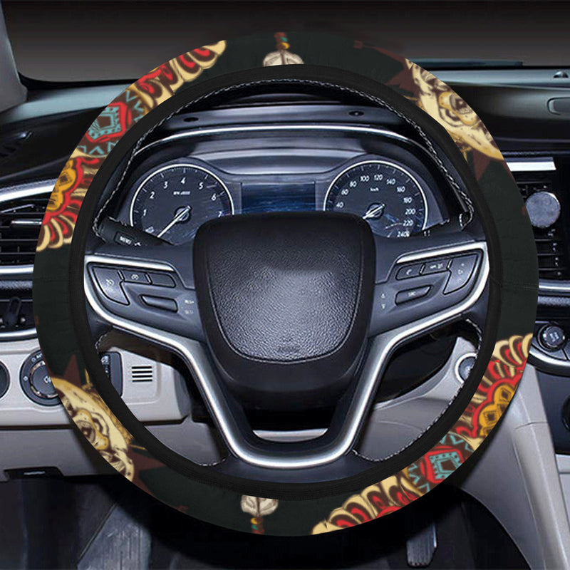 Native American Symbol Pattern Steering Wheel Cover with Elastic Edge