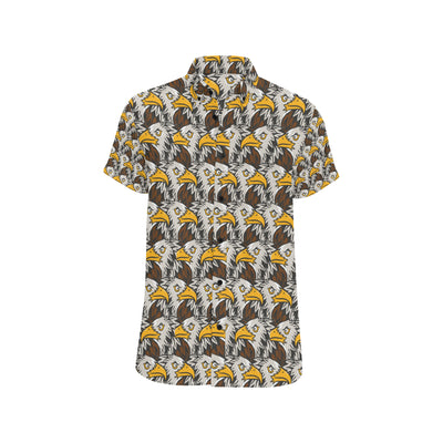 Eagles Head Pattern Men's Short Sleeve Button Up Shirt