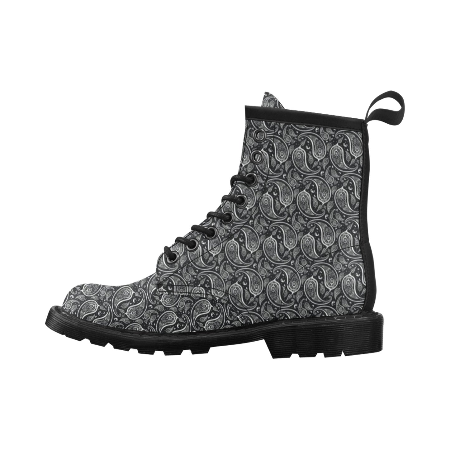 Paisley Black Design Print Women's Boots