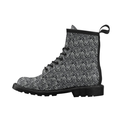 Paisley Black Design Print Women's Boots