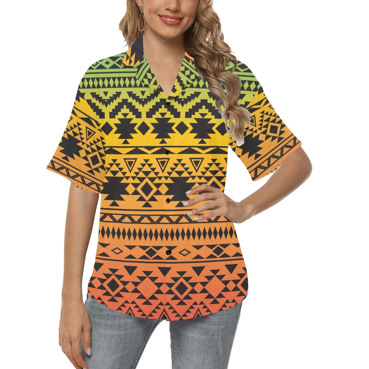 Rastafarian Pattern Print Design A04 Women's Hawaiian Shirt