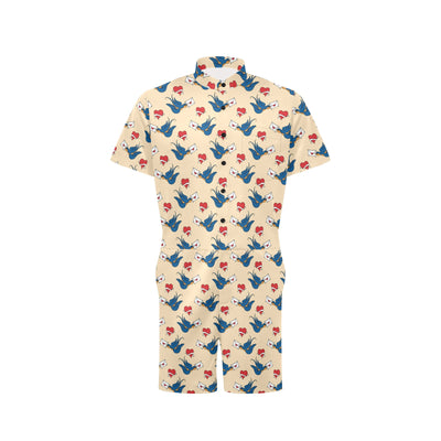 Swallow Bird Pattern Print Design 05 Men's Romper