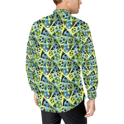 Soccer Ball Themed Print Design Men's Long Sleeve Shirt