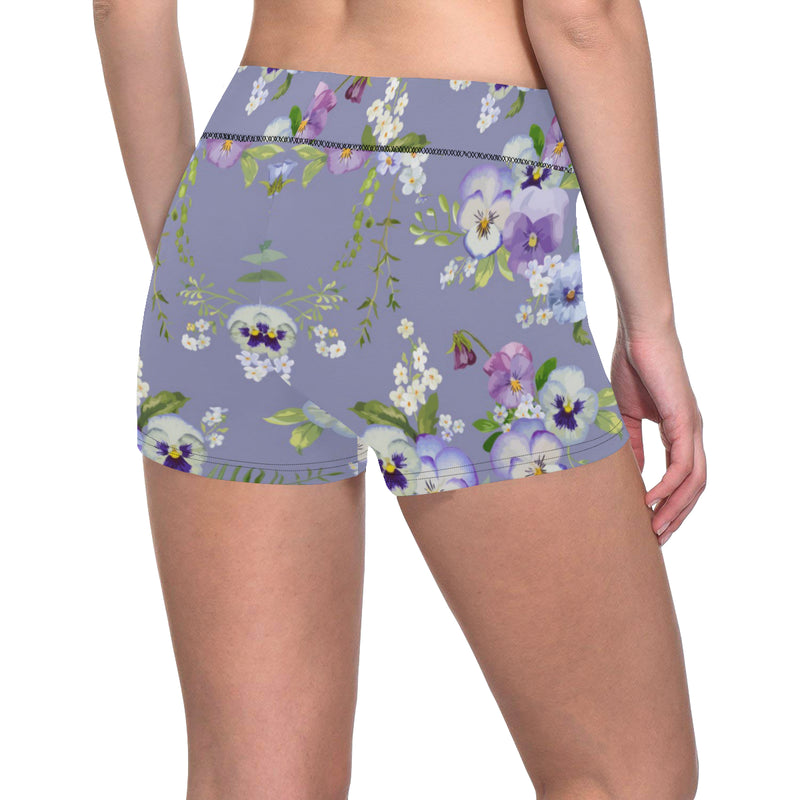 Pansy Pattern Print Design PS05 Yoga Shorts