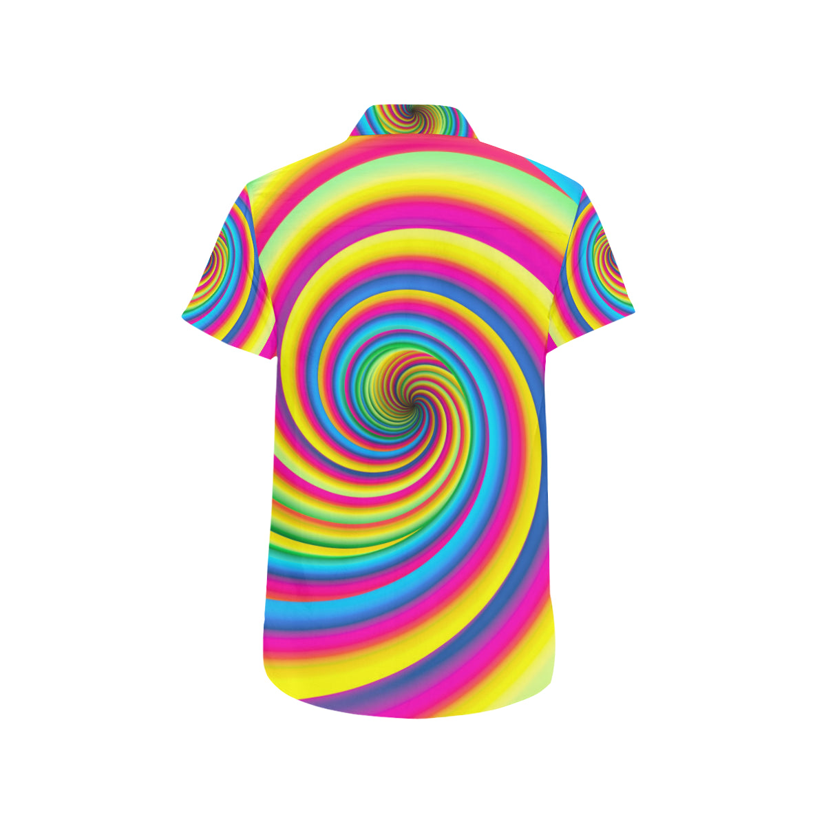 Vortex Twist Swirl Rainbow Design Men's Short Sleeve Button Up Shirt