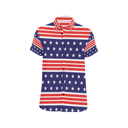 Patriotic Pattern Print Design A04 Men's Short Sleeve Button Up Shirt