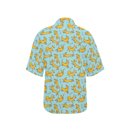 Dachshund Pattern Print Design 08 Women's Hawaiian Shirt