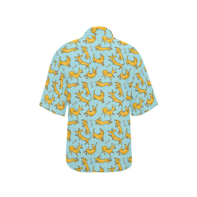 Dachshund Pattern Print Design 08 Women's Hawaiian Shirt