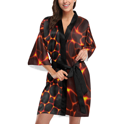 Lava Pattern Print Design 01 Women's Short Kimono