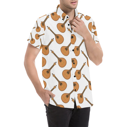 Mandolin Pattern Print Design 01 Men's Short Sleeve Button Up Shirt