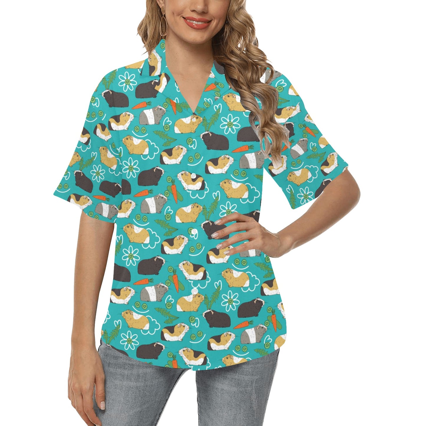 Guinea Pig Print Design LKS402 Women's Hawaiian Shirt