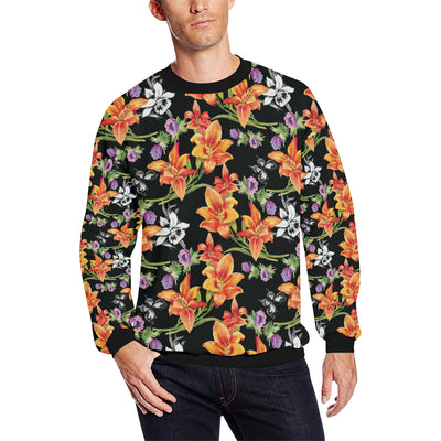 Tropical Flower Pattern Print Design TF02 Men Long Sleeve Sweatshirt