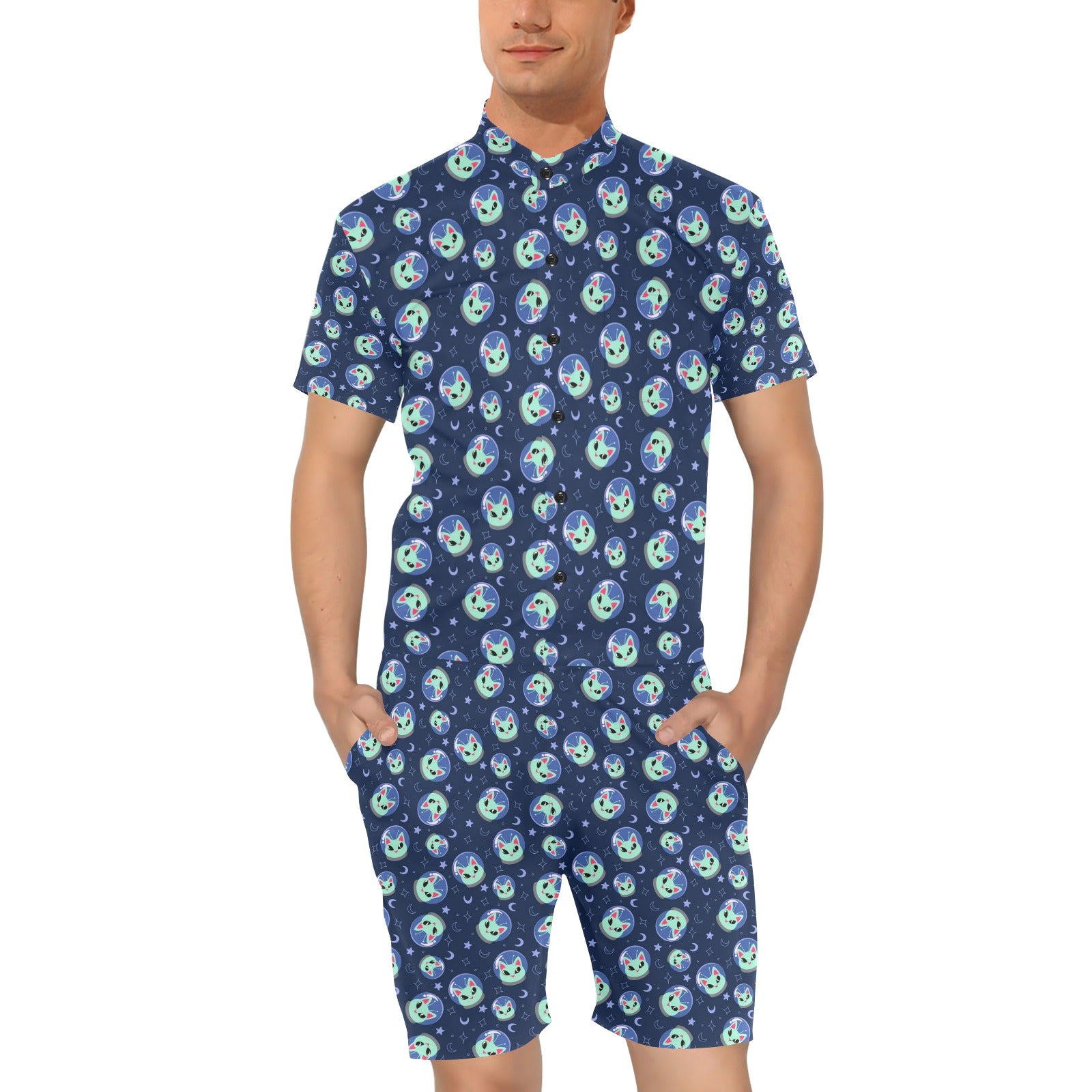 Alien Cat Men's Romper