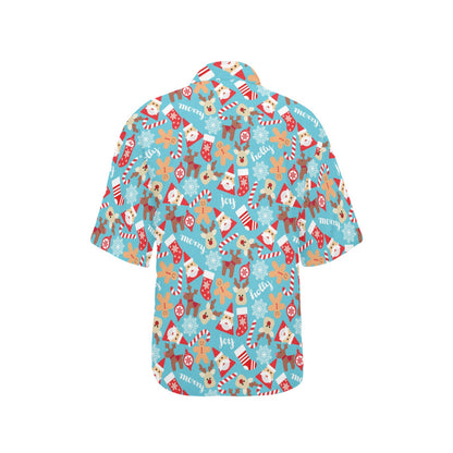 Santa Christmas Themed Print Design LKS306 Women's Hawaiian Shirt