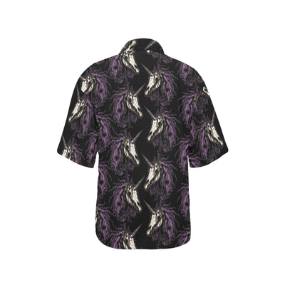 Unicorn Skull head Women's Hawaiian Shirt