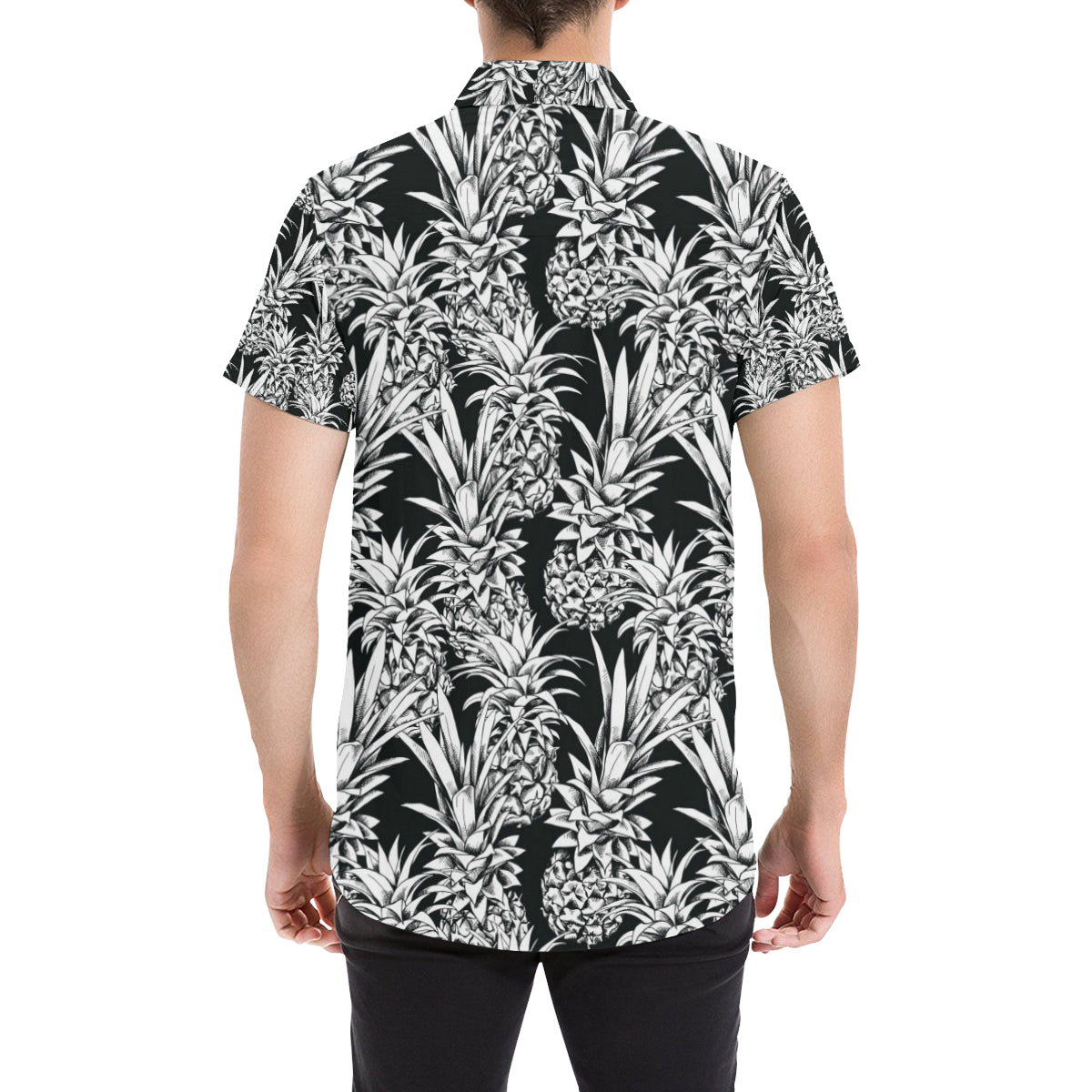 Pineapple Pattern Print Design PP08 Men's Short Sleeve Button Up Shirt