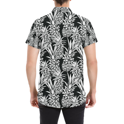 Pineapple Pattern Print Design PP08 Men's Short Sleeve Button Up Shirt