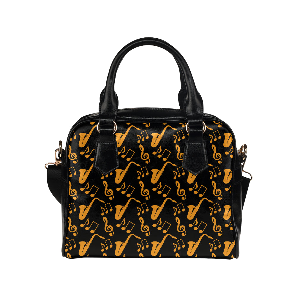 Saxophone Pattern Print Design 02 Shoulder Handbag