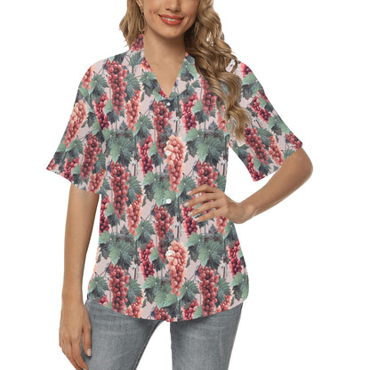 Grape Pattern Print Design GP01 Women's Hawaiian Shirt
