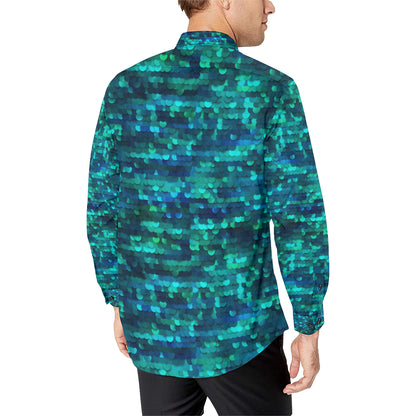 Mermaid Scales Pattern Print Design 06 Men's Long Sleeve Shirt