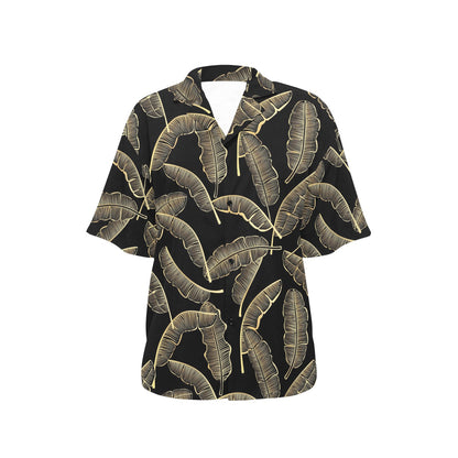 Banana Leaf Pattern Print Design BL07 Women's Hawaiian Shirt
